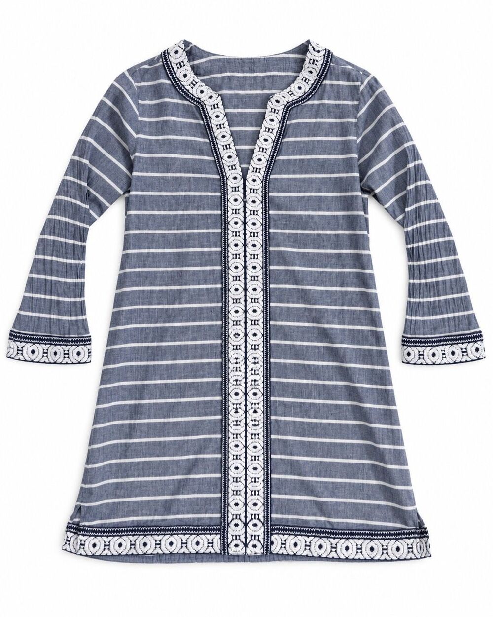 Soft Joie Blue Striped Embroidered Tunic Mini Dress XS